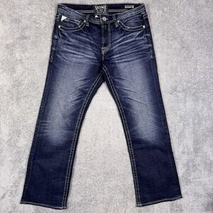 Salvage Mayhem Boot Jeans Mens 33R Boot Buckle Dark Wash Whisker Denim Western